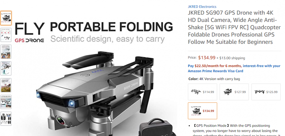 JKRED SG907 GPS Drone with 4K HD Dual Camera